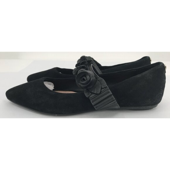 Taryn Rose Flats Shoes Womens Size 8.5 B Feliciane Black Suede Floral Strap - Picture 1 of 10